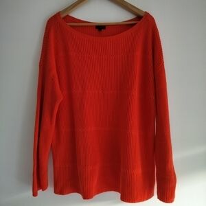 Talbots Vibrant Orange 100% Pima Cotton Crew Neck Sweater Size 1X